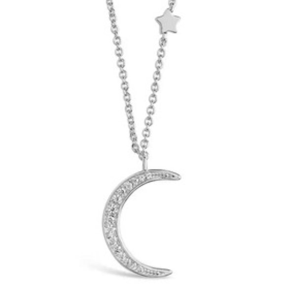 Sterling Forever Jewelry - STERLING FOREVER RHODIUM PLATED CZ CRESCENT MOON & STARS NECKLACE**NEW!